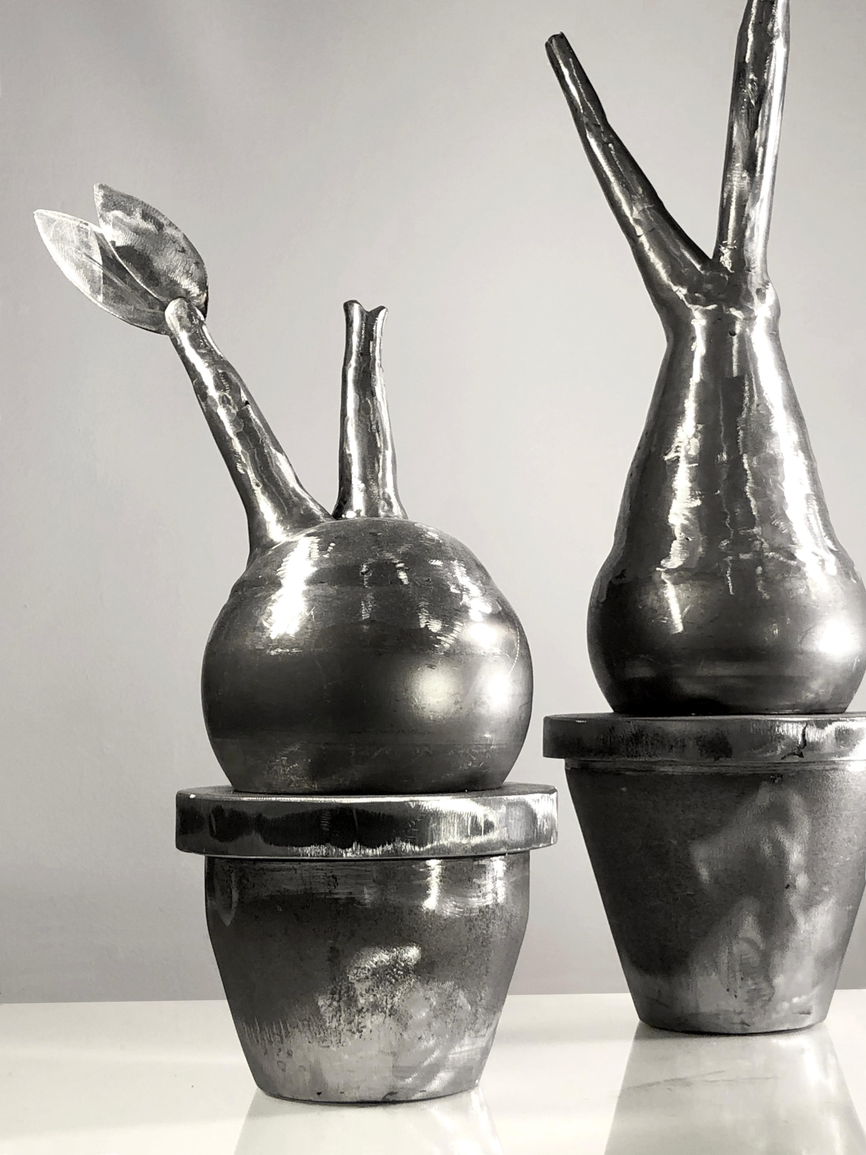Satz von 3 Metall PLANTS Contemporary BRUTALIST SCULPTURES von ESOJ Frankreich 2020 (Brutalismus) im Angebot