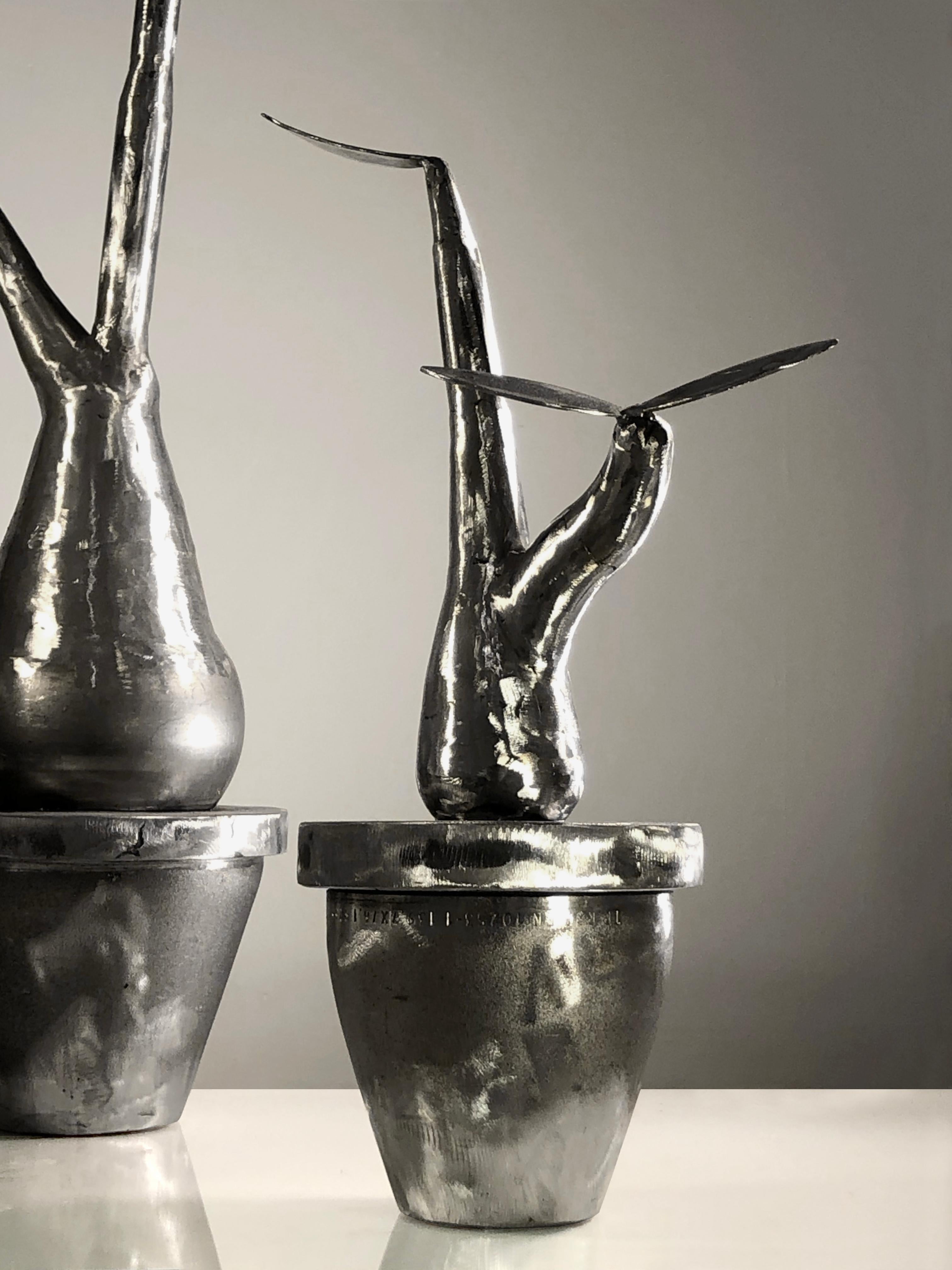 Satz von 3 Metall PLANTS Contemporary BRUTALIST SCULPTURES von ESOJ Frankreich 2020 (Französisch) im Angebot