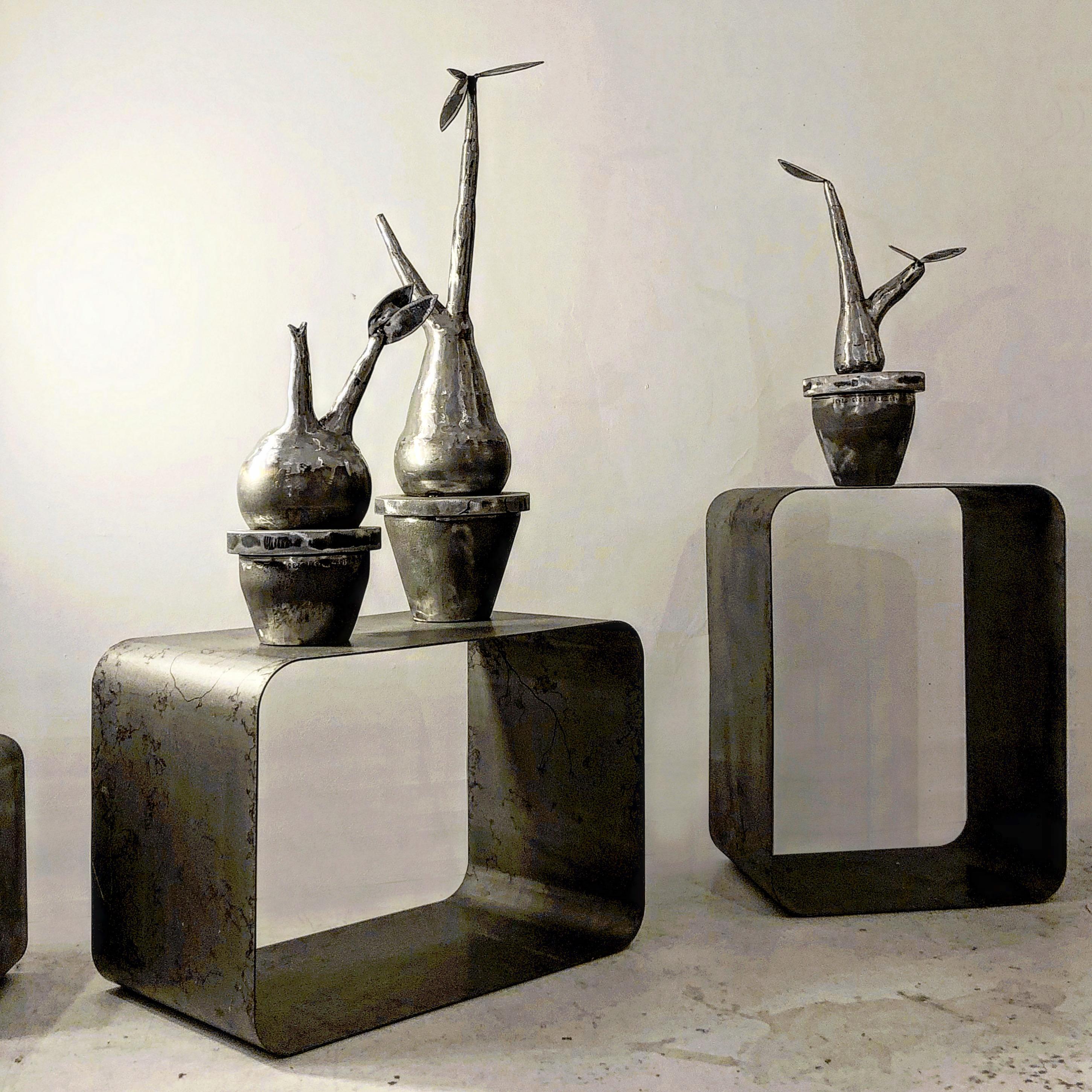 Satz von 3 Metall PLANTS Contemporary BRUTALIST SCULPTURES von ESOJ Frankreich 2020 im Angebot 2