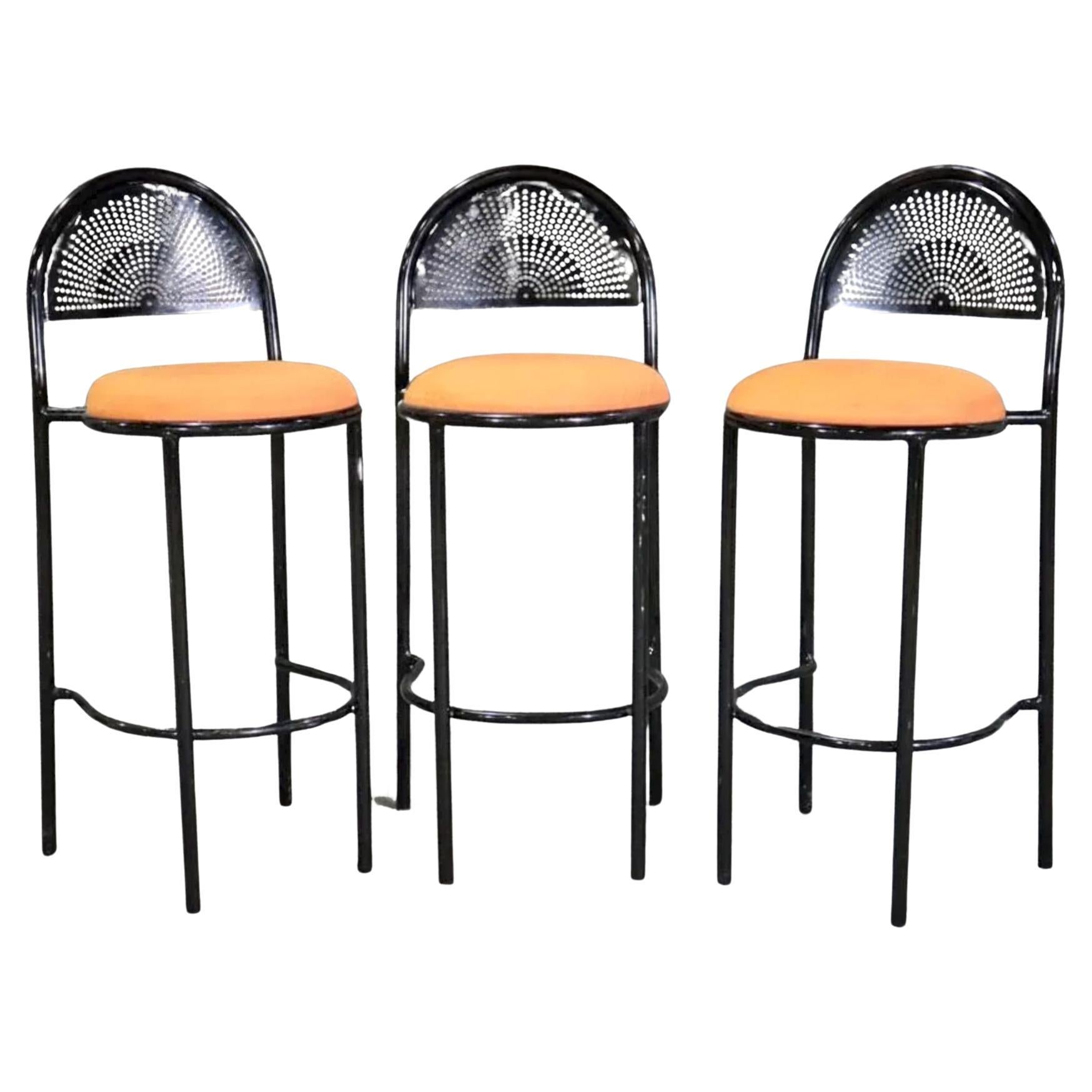 Set of 3 Metal Stools For Sale