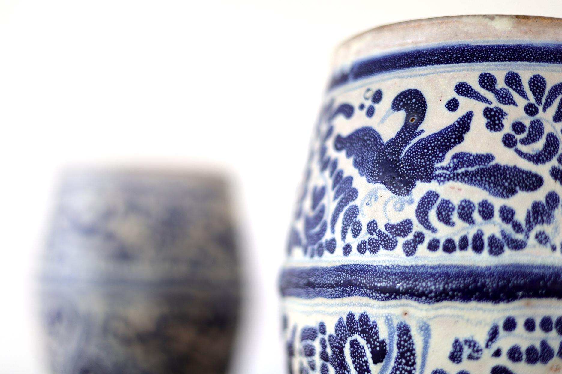 Set of 3 Mexican Antique Flower Pot Ceramic Vases For Sale 1