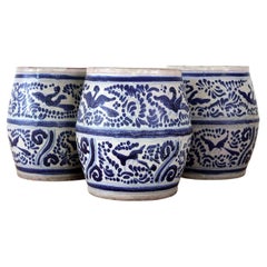 Set di 3 vasi da fiori messicani antichi in ceramica