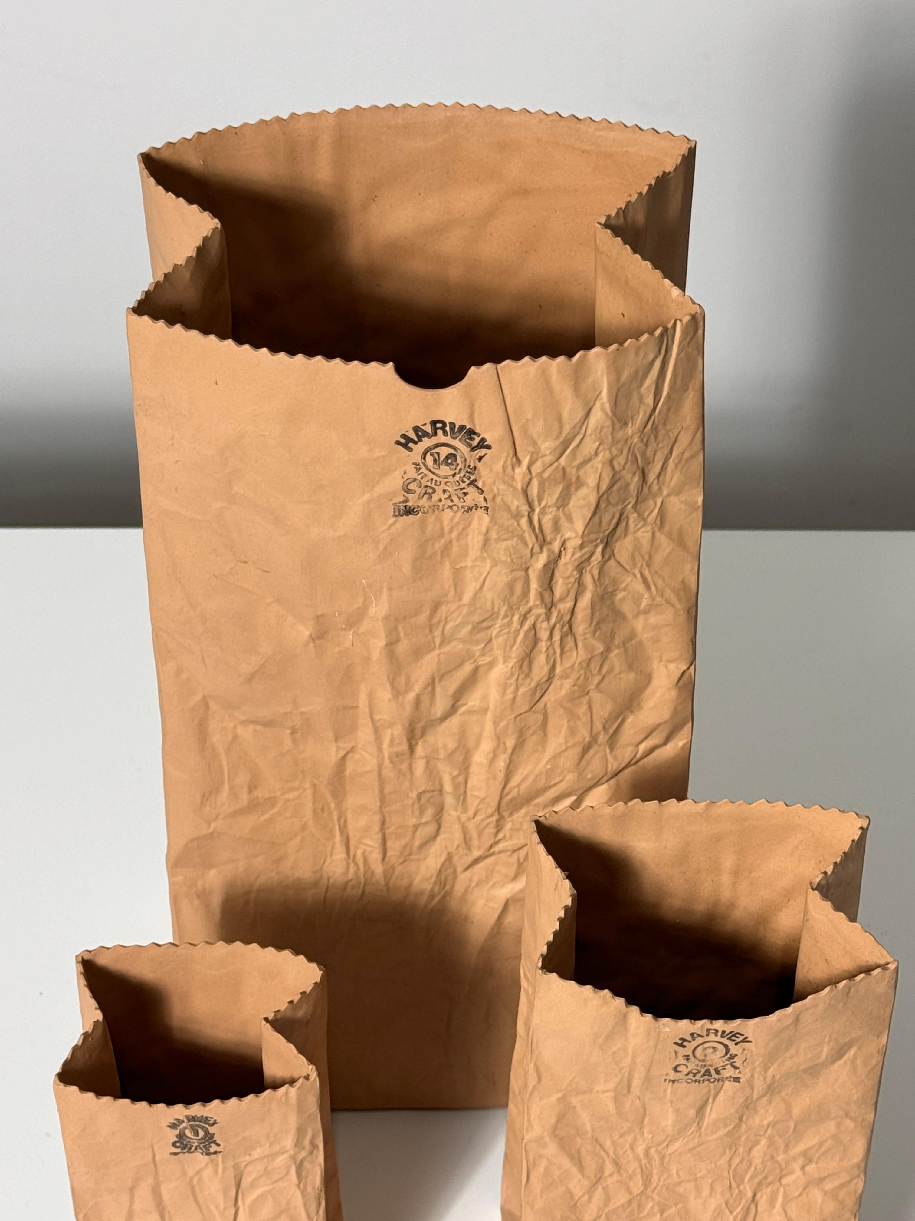 Set of 3 Michael Harvey Craft Pop Art Ceramic Paper Bag Sculpture Vases 1970s 3