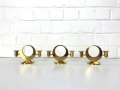 Ensemble de 3 candélabres en laiton du milieu du siècle dernier par Arthur Pe, Kolbäck, Suède