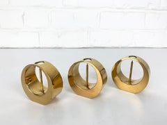 Set of 3 Mid-Century Candlesticks in Brass by Arthur Pe, Kolbäck, Sweden