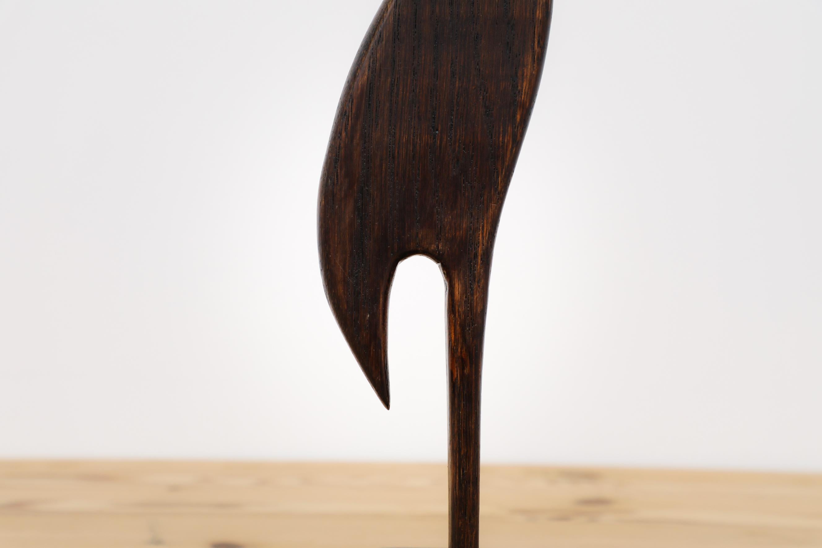 Set of 3 Elegant Mid-Century Carved Oak, Wenge, and Teak Wooden Storks For Sale 2