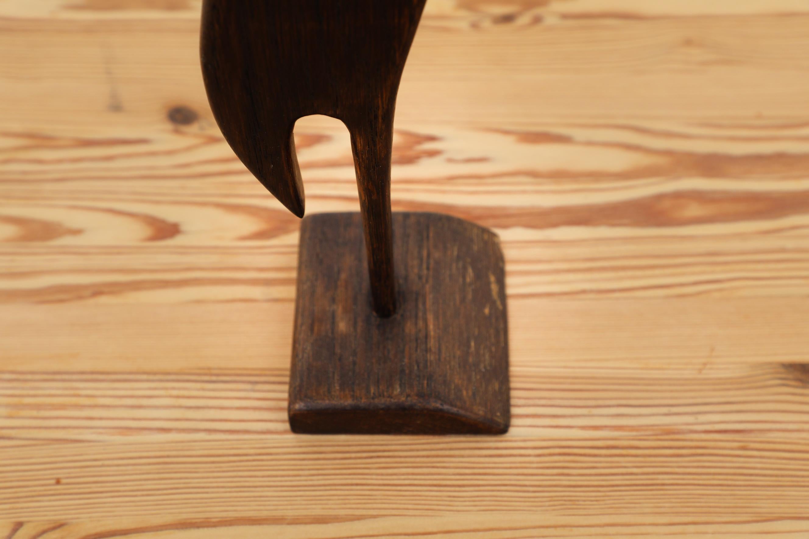Set of 3 Elegant Mid-Century Carved Oak, Wenge, and Teak Wooden Storks For Sale 1