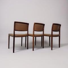 Set of 3 mid century cognac leather dining chairs, Germany 1960s