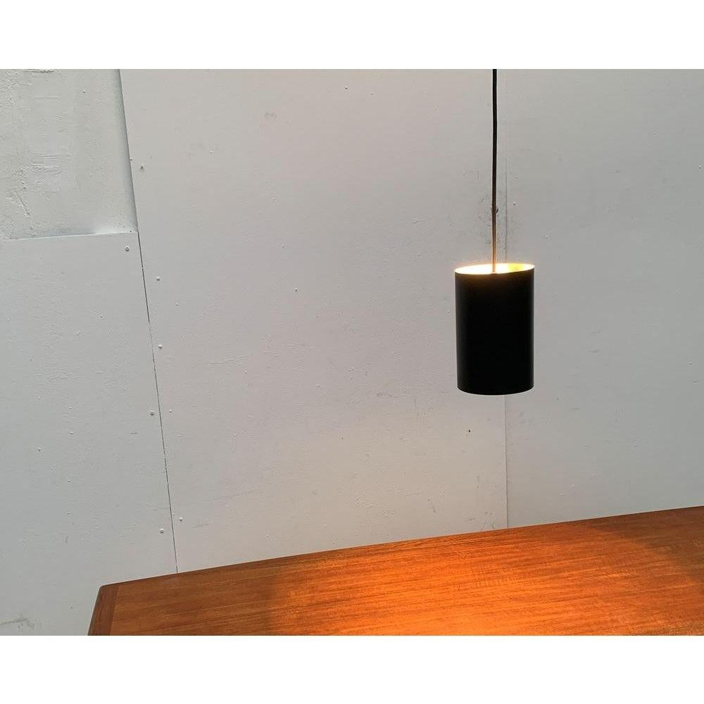 Set of 3 Mid-Century Danish Minimalist Cylinder Metal Pendant Lamps, 1960s For Sale 6