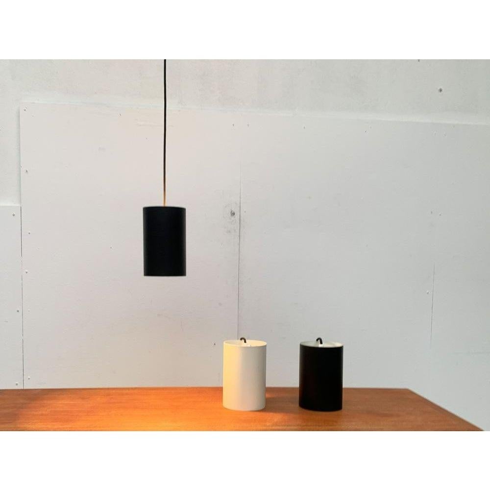 Set of 3 Mid-Century Danish Minimalist Cylinder Metal Pendant Lamps, 1960s For Sale 7