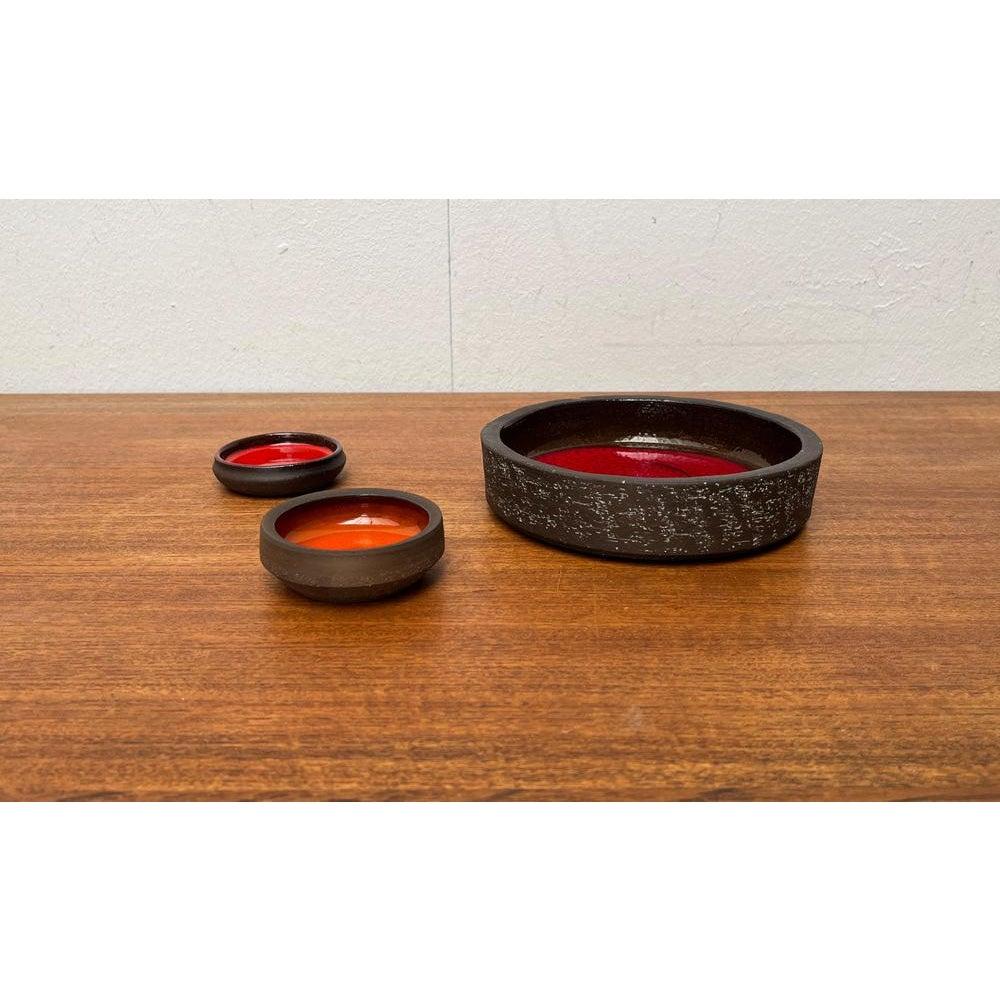 Set di 3 ciotole in studio danese di metà secolo di Lehmann Pottery, anni '60 in vendita 4
