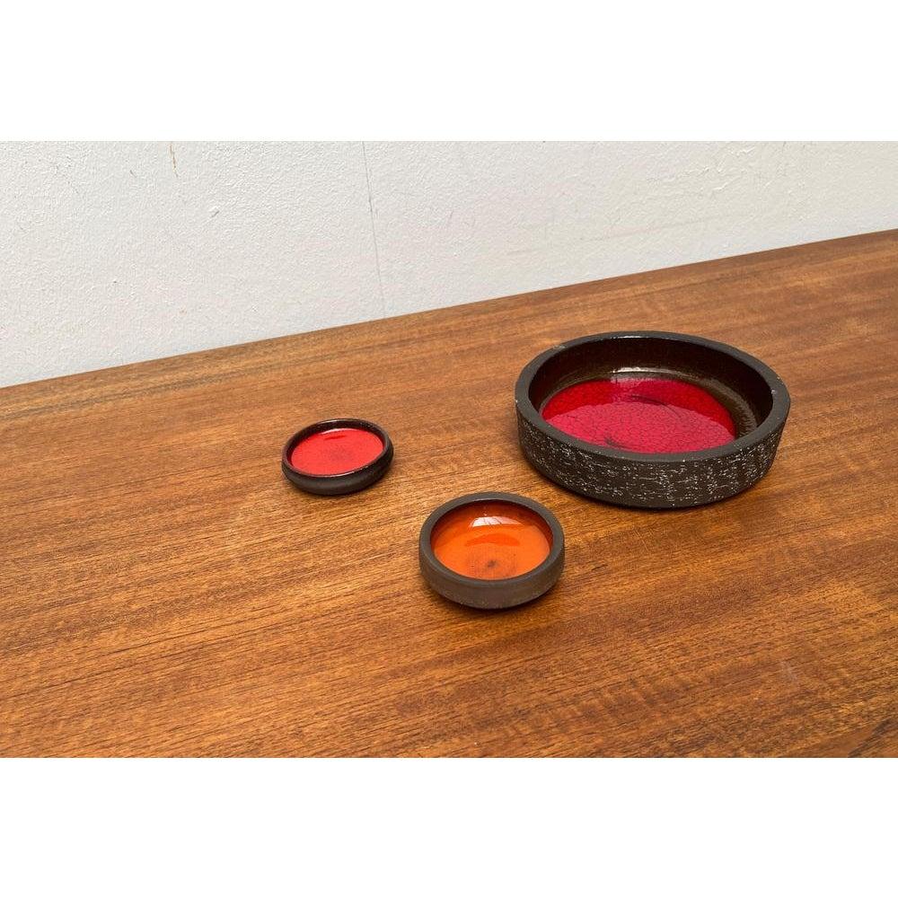 Ceramica Set di 3 ciotole in studio danese di metà secolo di Lehmann Pottery, anni '60 in vendita