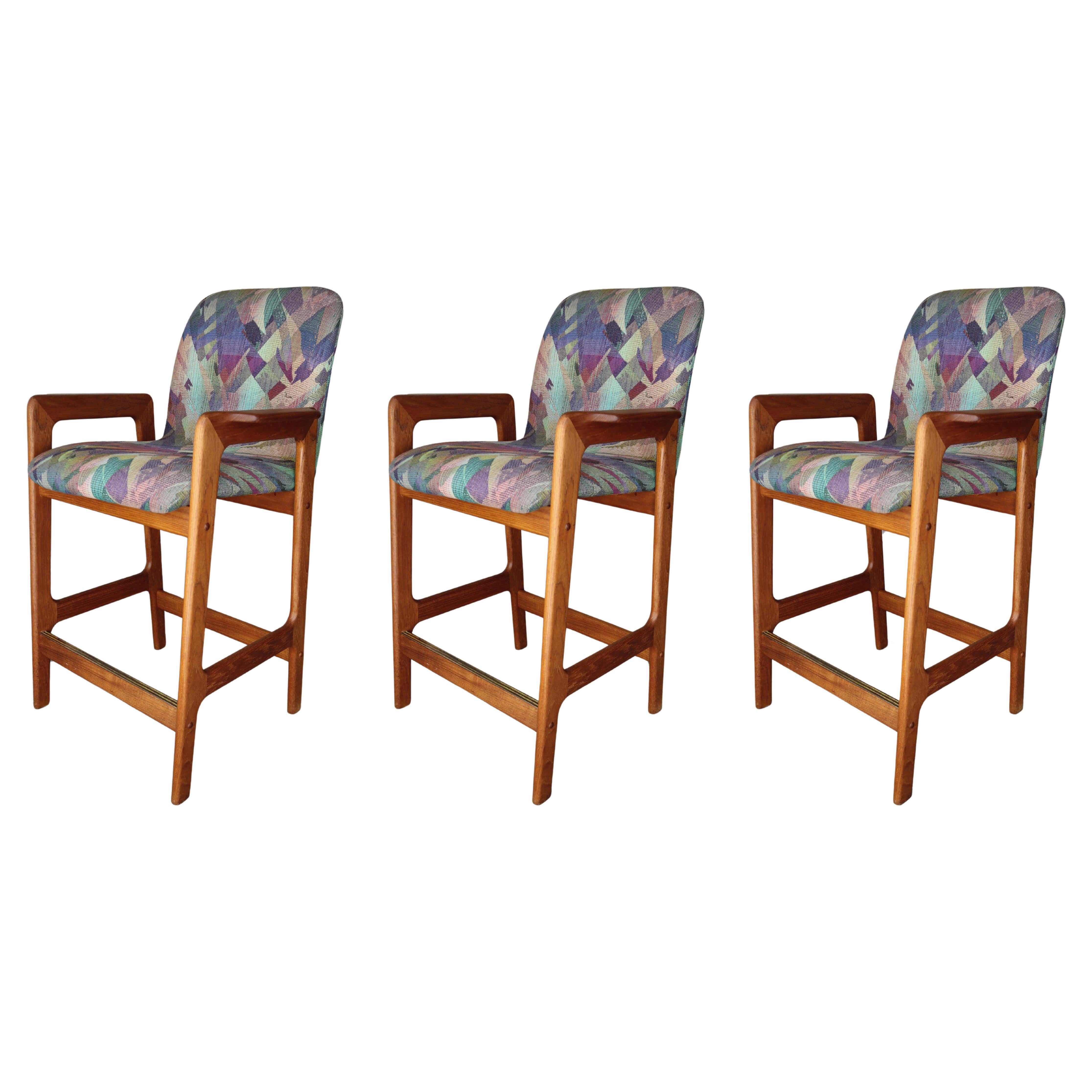 Set of 3 Mid Century Danish Teak Stools