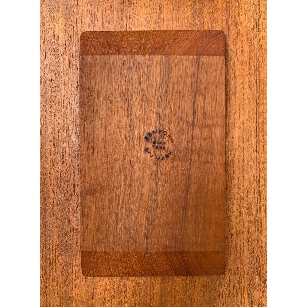 Satz von 3 dänischen Teakholz-Tabletts aus der Mitte des Jahrhunderts mit Cabaret-Glastabletts, 1960er Jahre im Angebot 1
