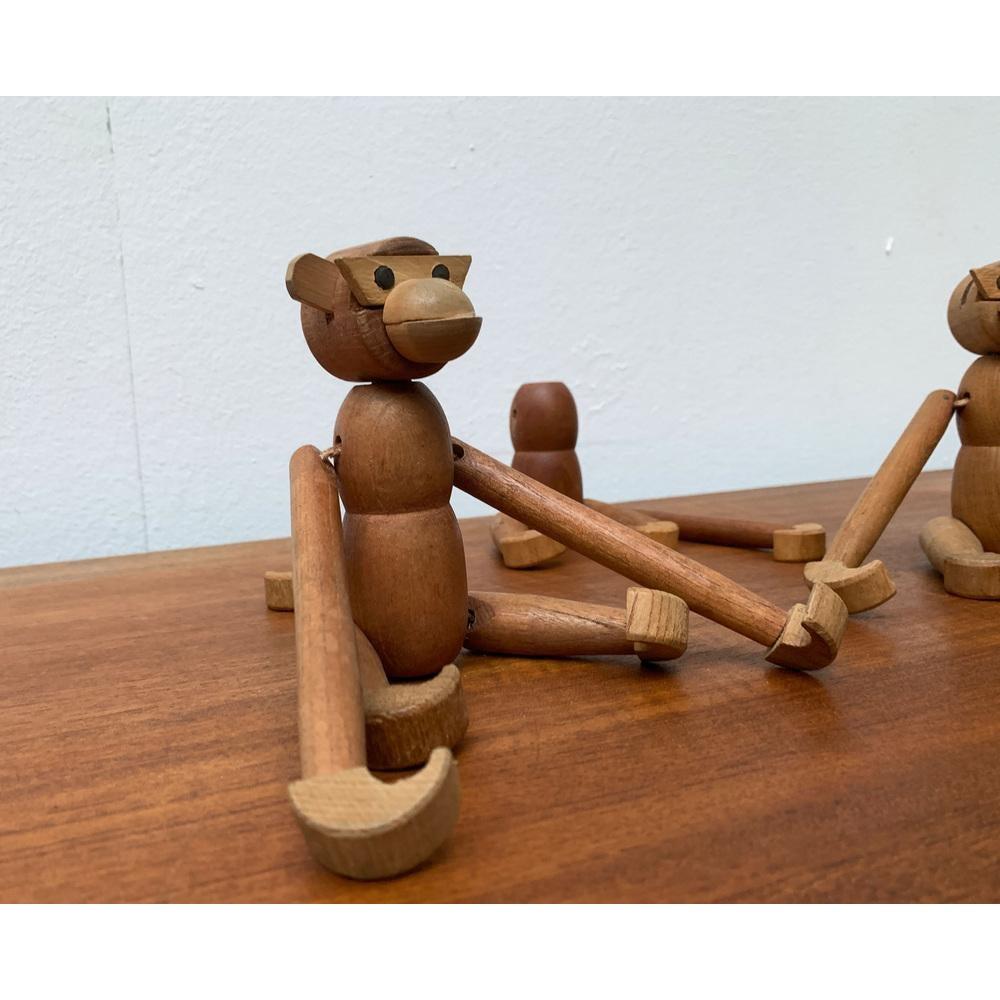 Mid-Century moderno Set di 3 figure di scimmie in legno danese di metà secolo in vendita