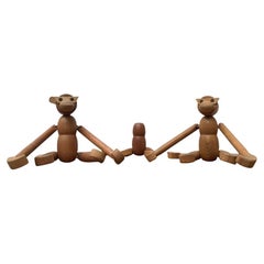Vintage Set of 3 Mid-century Danish Wooden Apes Monkey Figures
