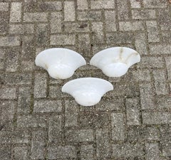 Set of 3 Mid-Century Era, Art Deco Style, Great Condition Alabaster Wall Sconces