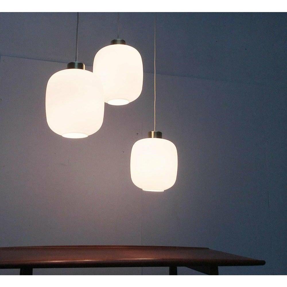 Mid-Century Modern Set of 3 Mid-Century German Balloon Glass Pendant Lamps, 1960s For Sale