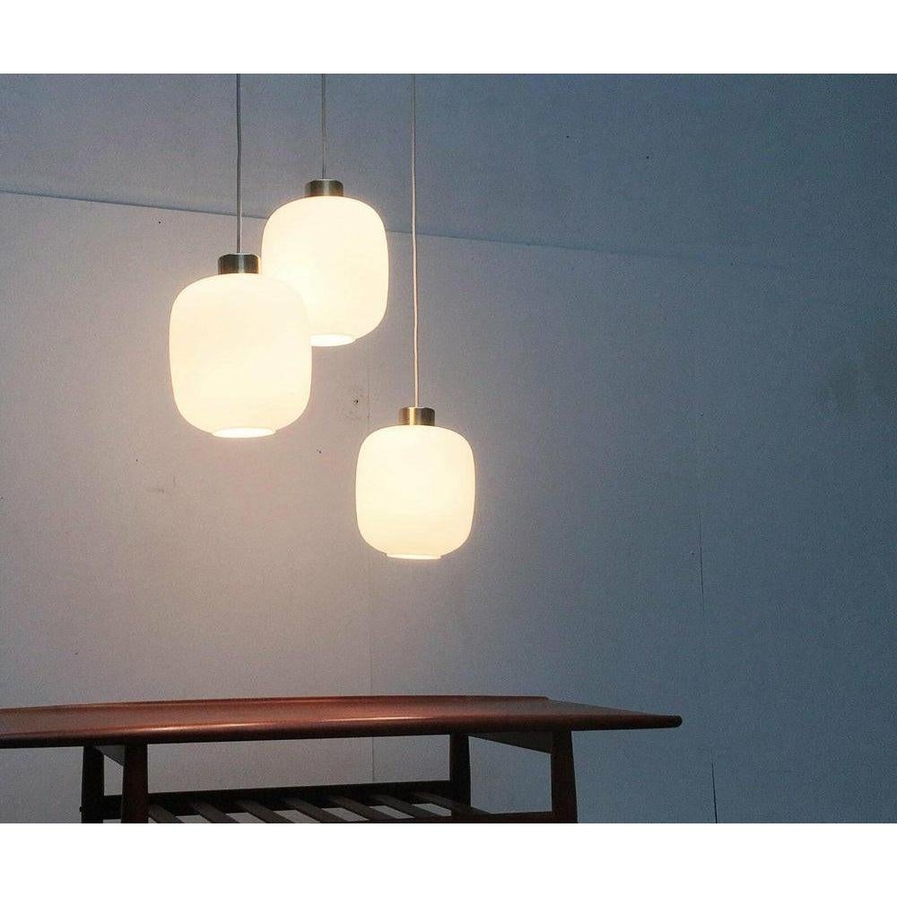 20th Century Set of 3 Mid-Century German Balloon Glass Pendant Lamps, 1960s For Sale
