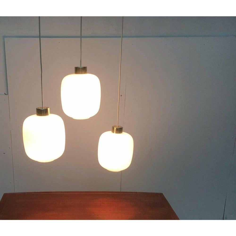 Metal Set of 3 Mid-Century German Balloon Glass Pendant Lamps, 1960s For Sale