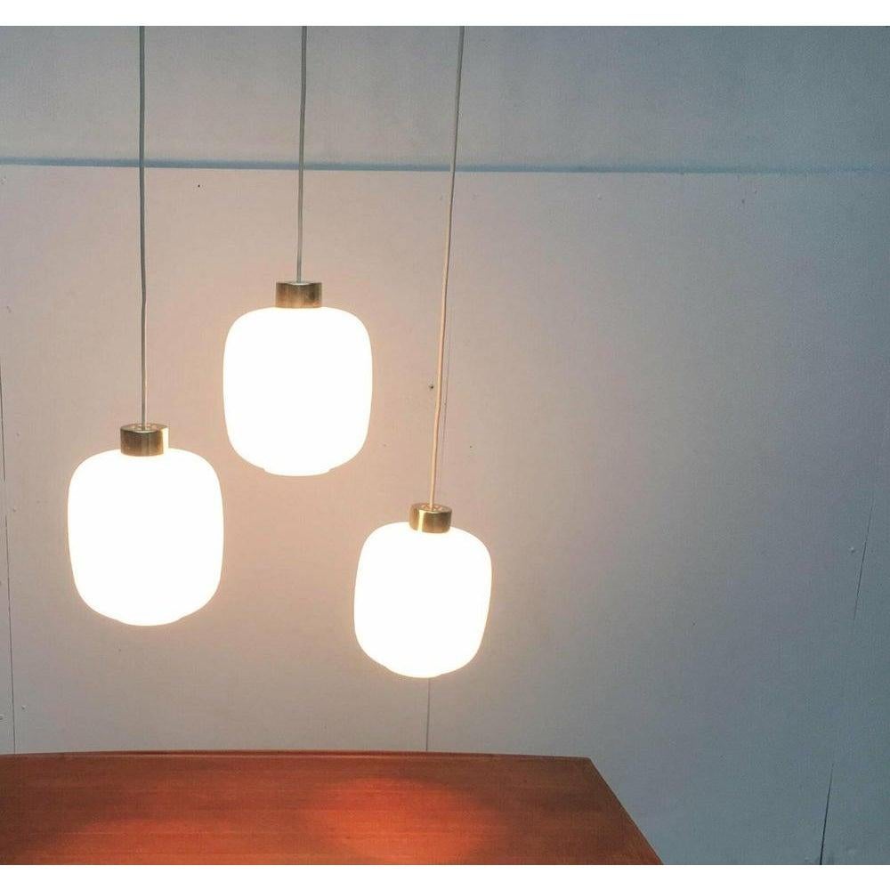 Set of 3 Mid-Century German Balloon Glass Pendant Lamps, 1960s For Sale 1