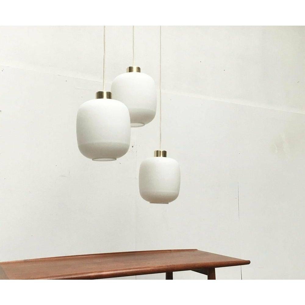 Set of 3 Mid-Century German Balloon Glass Pendant Lamps, 1960s For Sale 2
