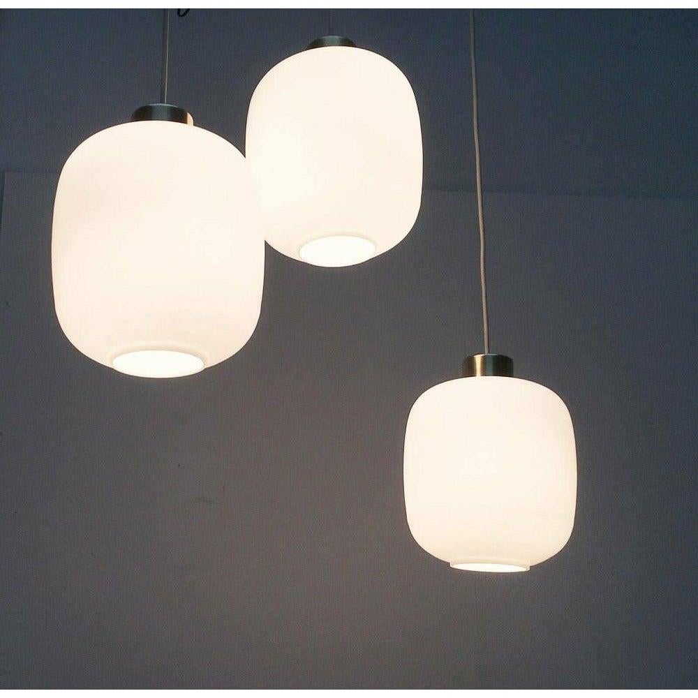 Set of 3 Mid-Century German Balloon Glass Pendant Lamps, 1960s For Sale 3