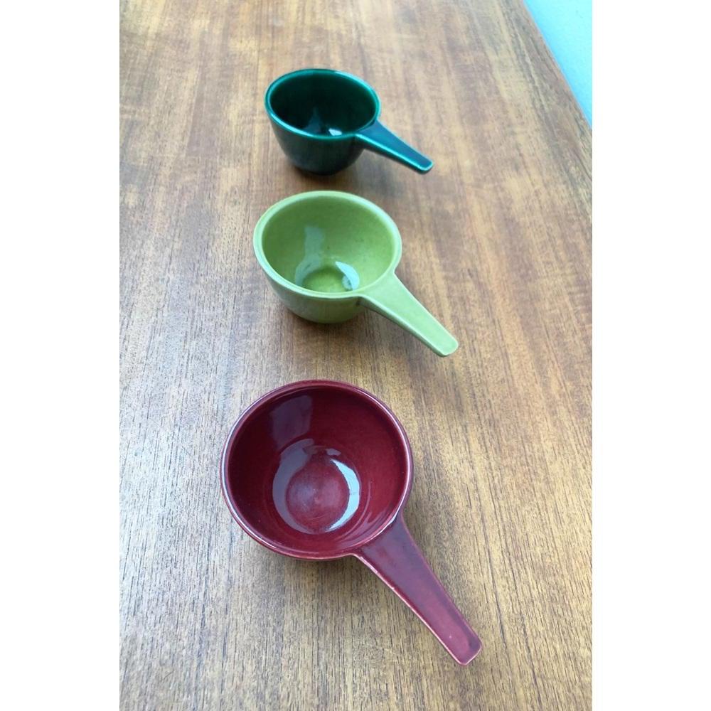 Mid-Century moderno Set di 3 ciotole in ceramica tedesca di metà secolo con manico, anni '60 in vendita