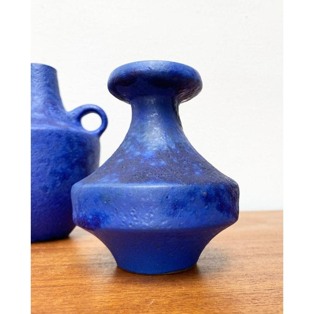 Set di 3 vasi minimalisti tedeschi di metà secolo, blu cobalto, anni '60 in vendita 5