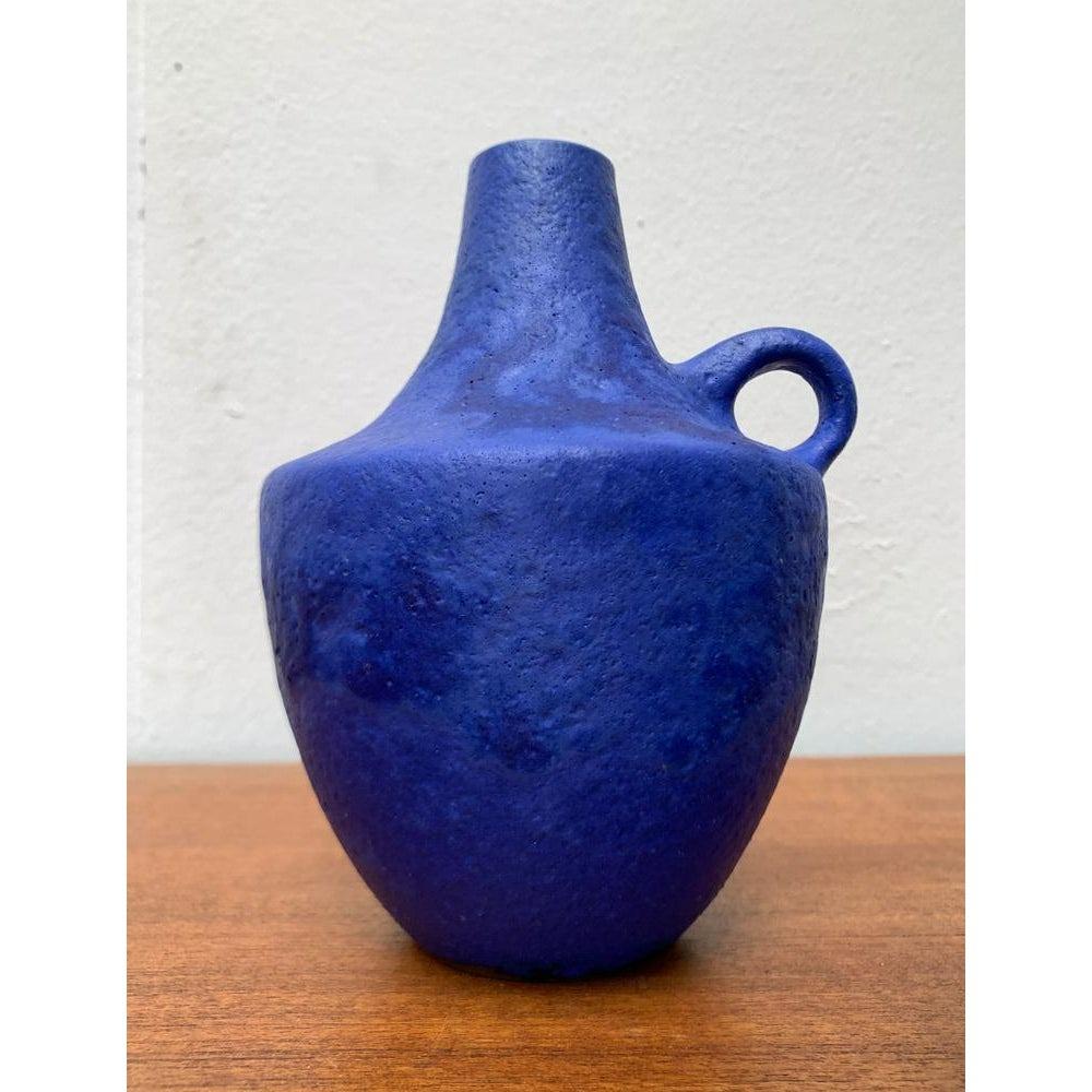 Tedesco Set di 3 vasi minimalisti tedeschi di metà secolo, blu cobalto, anni '60 in vendita