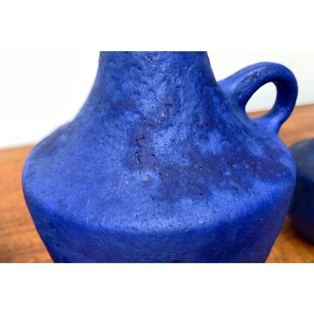 XX secolo Set di 3 vasi minimalisti tedeschi di metà secolo, blu cobalto, anni '60 in vendita