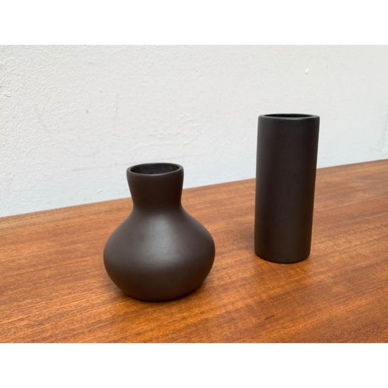 Set of 3 Mid-Century German Minimalist Wormser Terra-Sigillata Pottery Vases For Sale 6