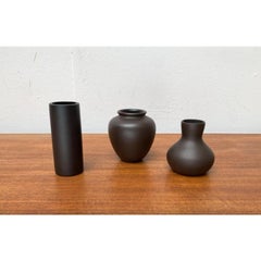 Set of 3 Mid-Century German Minimalist Wormser Terra-Sigillata Pottery Vases