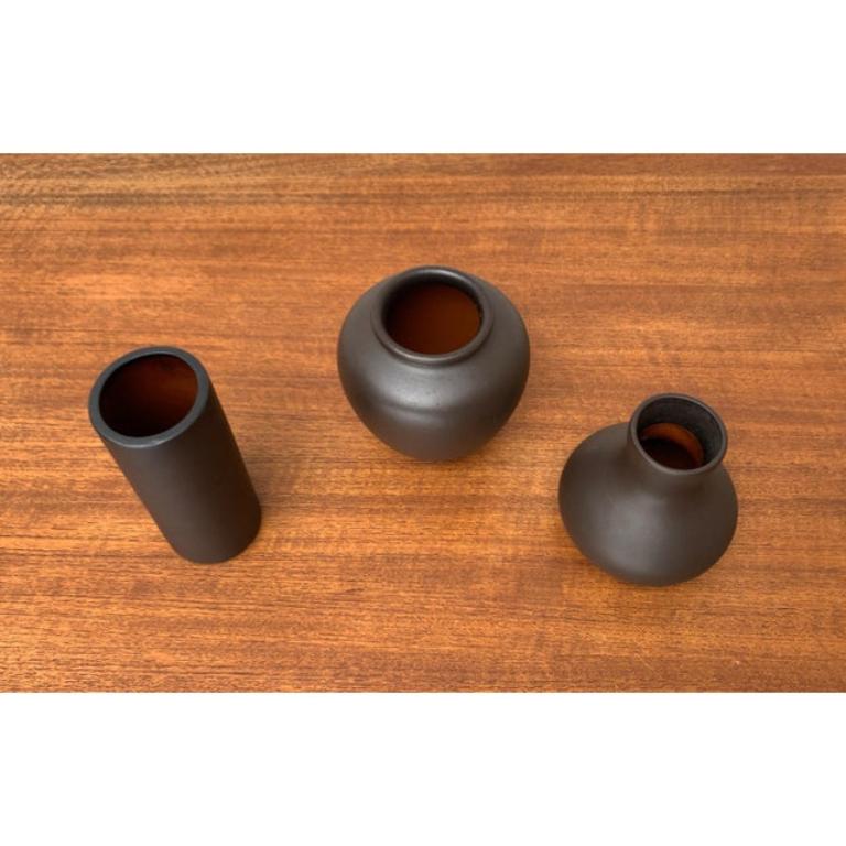 Mid-Century Modern Set of 3 Mid-Century German Minimalist Wormser Terra-Sigillata Pottery Vases For Sale