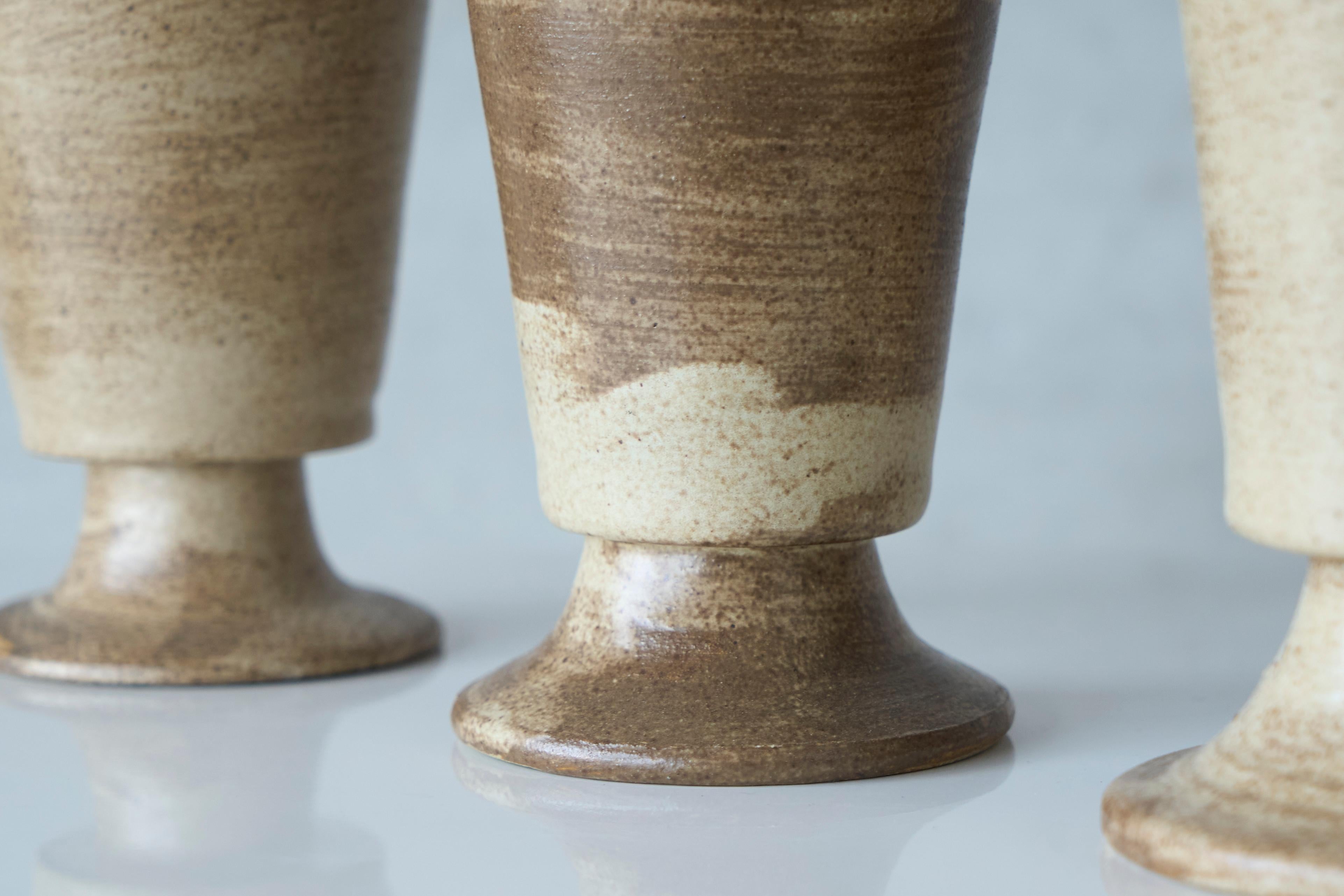Mid-Century Modern Set of 3 Mid Century Grès Pottery Goblets 1960s For Sale