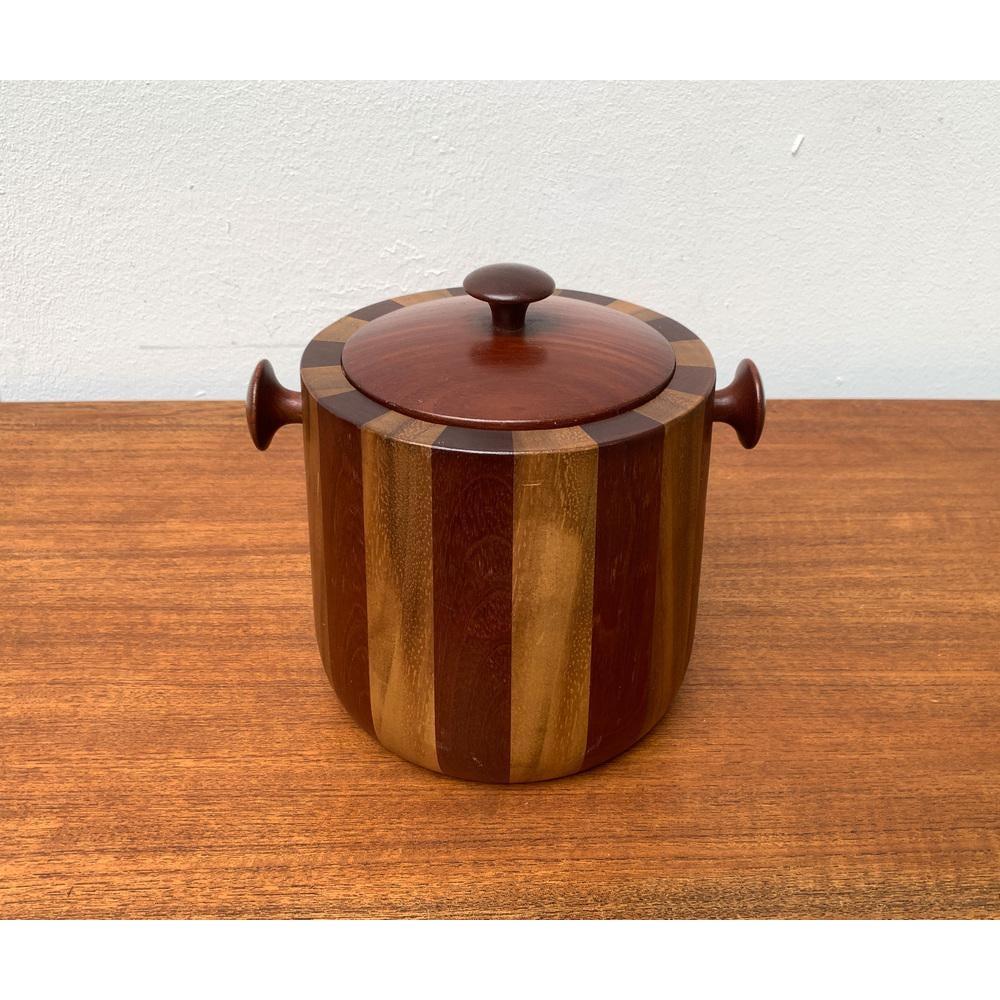 Metal Set of 3 Mid-Century Ice Bucket in Wood, 1960s For Sale