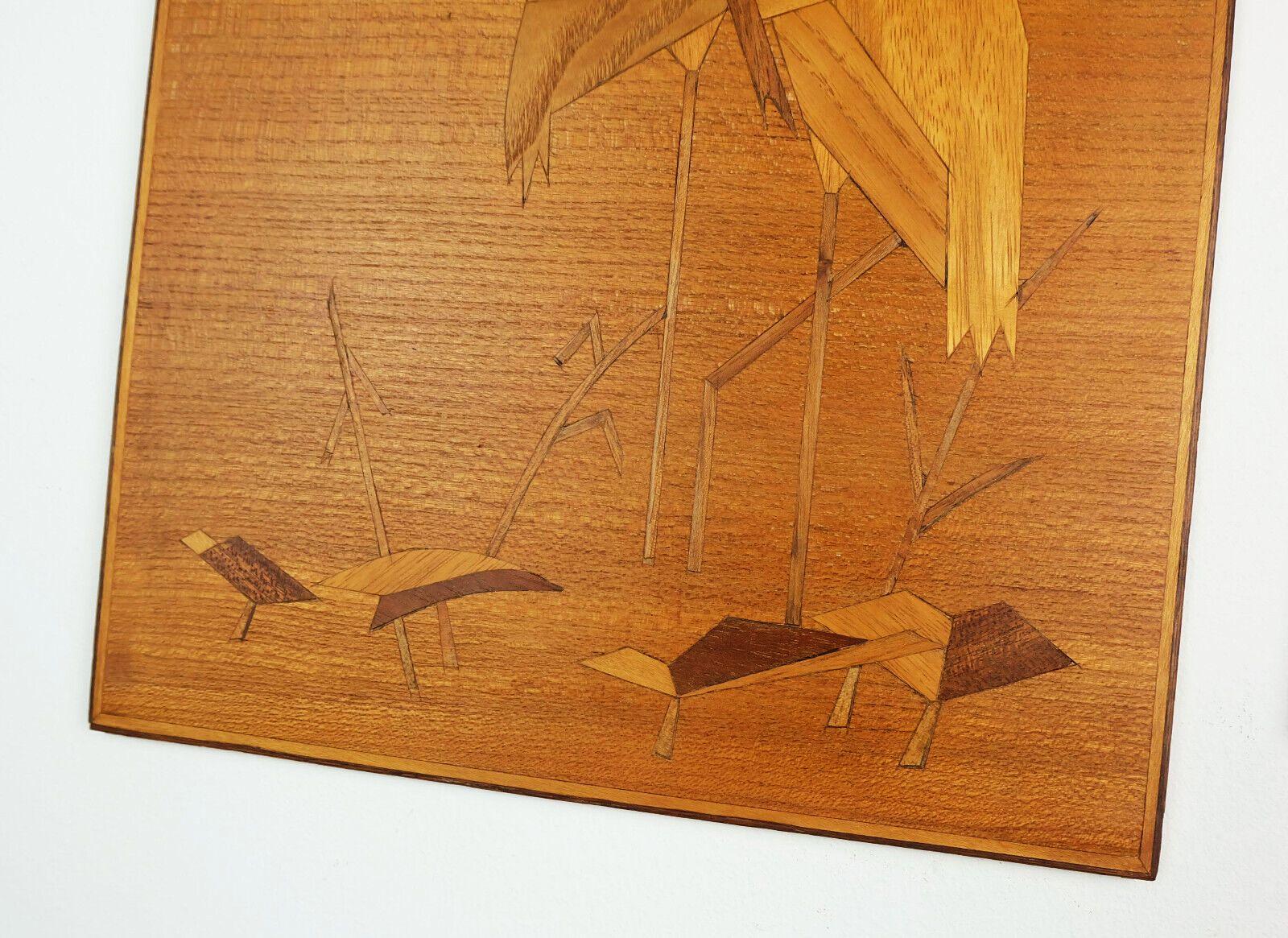 set of 3 mid century INTARSIA PICTURES birds 1950s 1960s For Sale 2