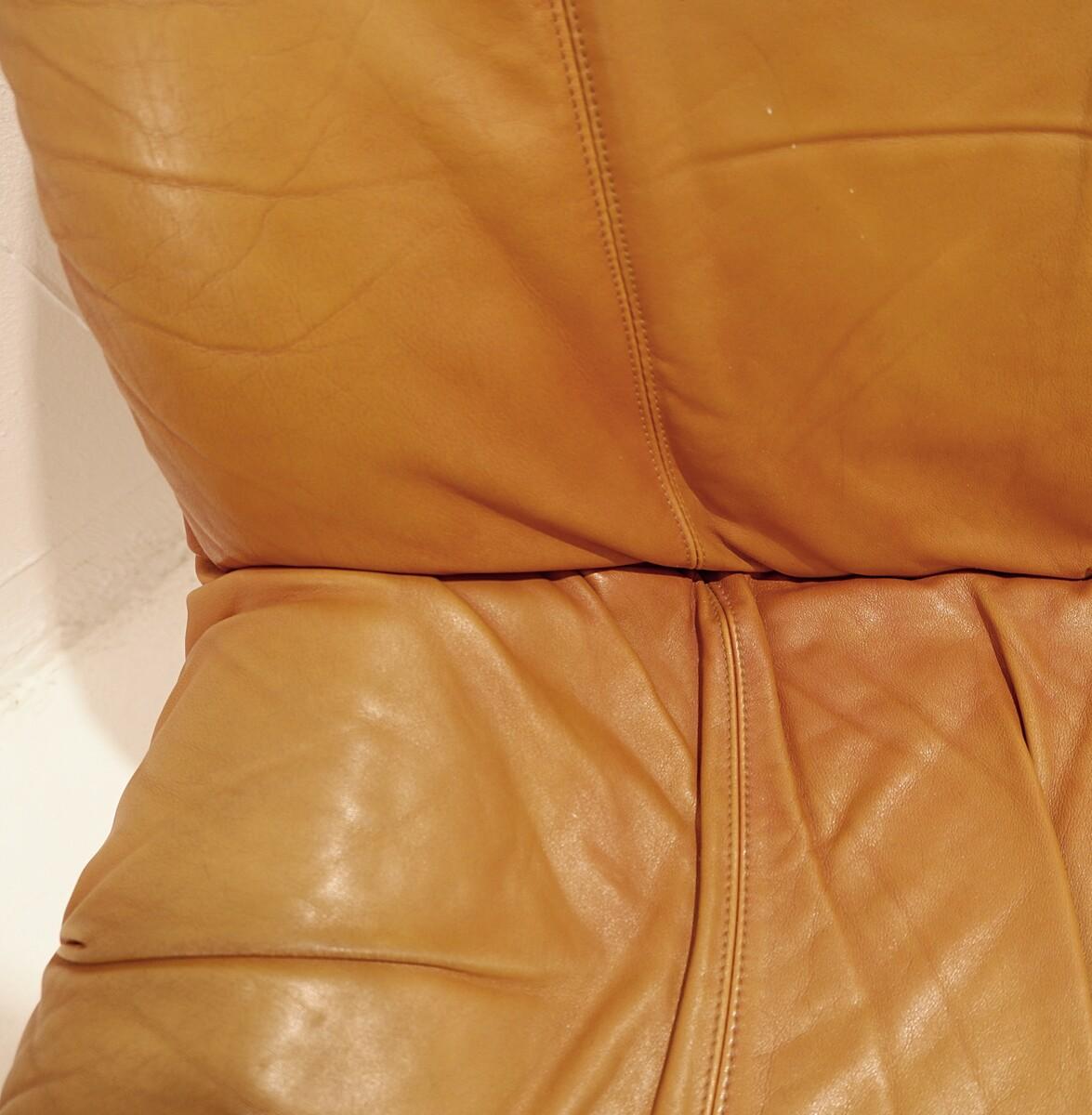 Set of 3 Mid Century Italian Moroso Armchairs in Cognac Leather 5