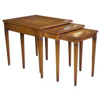 Set of Three Mid-Century Walnut Triangular Nesting Tables at 1stDibs