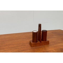 Set of 3 Mid-Century Italian Teak Pepper and Salt Shaker from Anri Form, Italy