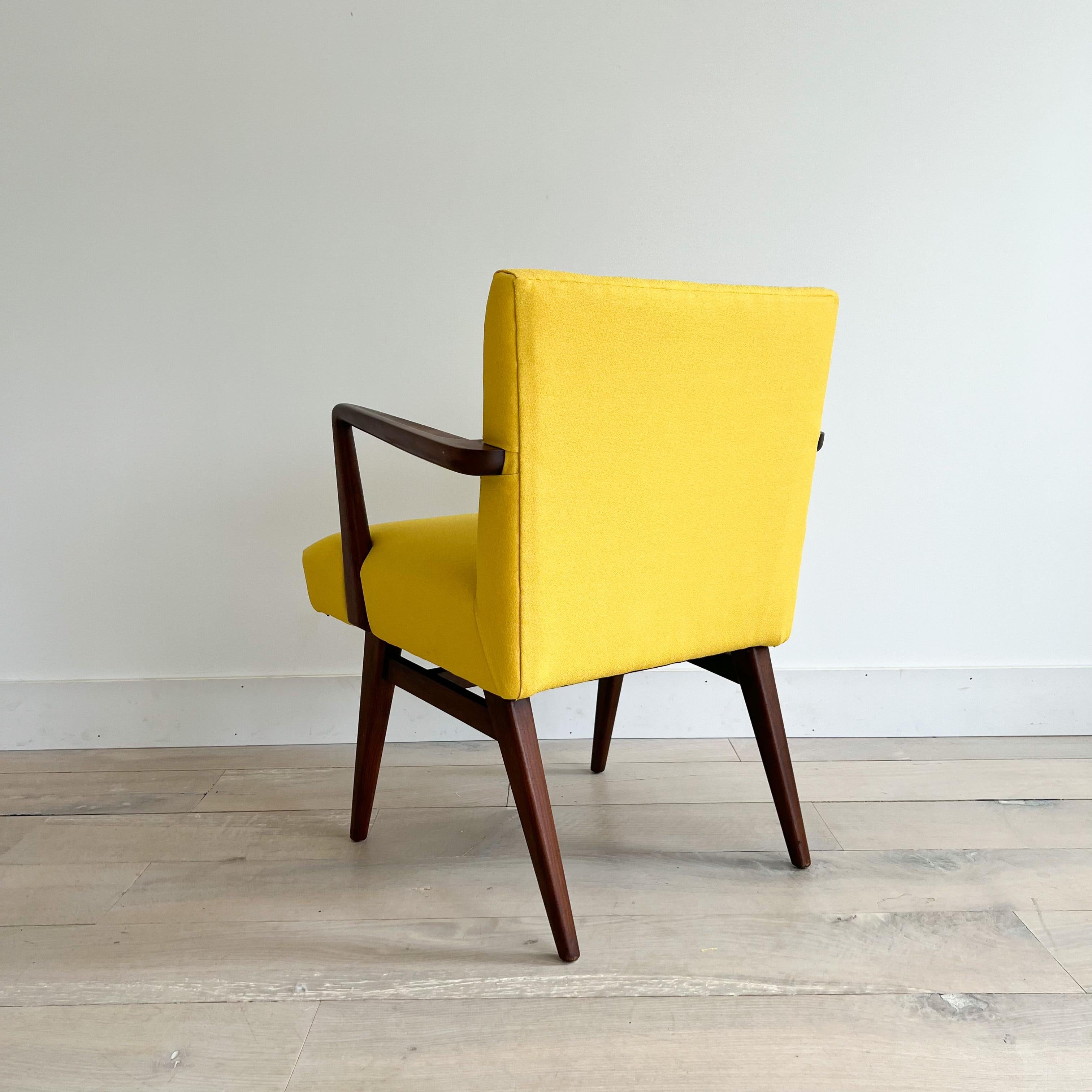Set of 3 Mid-Century Jens Risom Armchairs with New Bright Yellow Upholstery 10