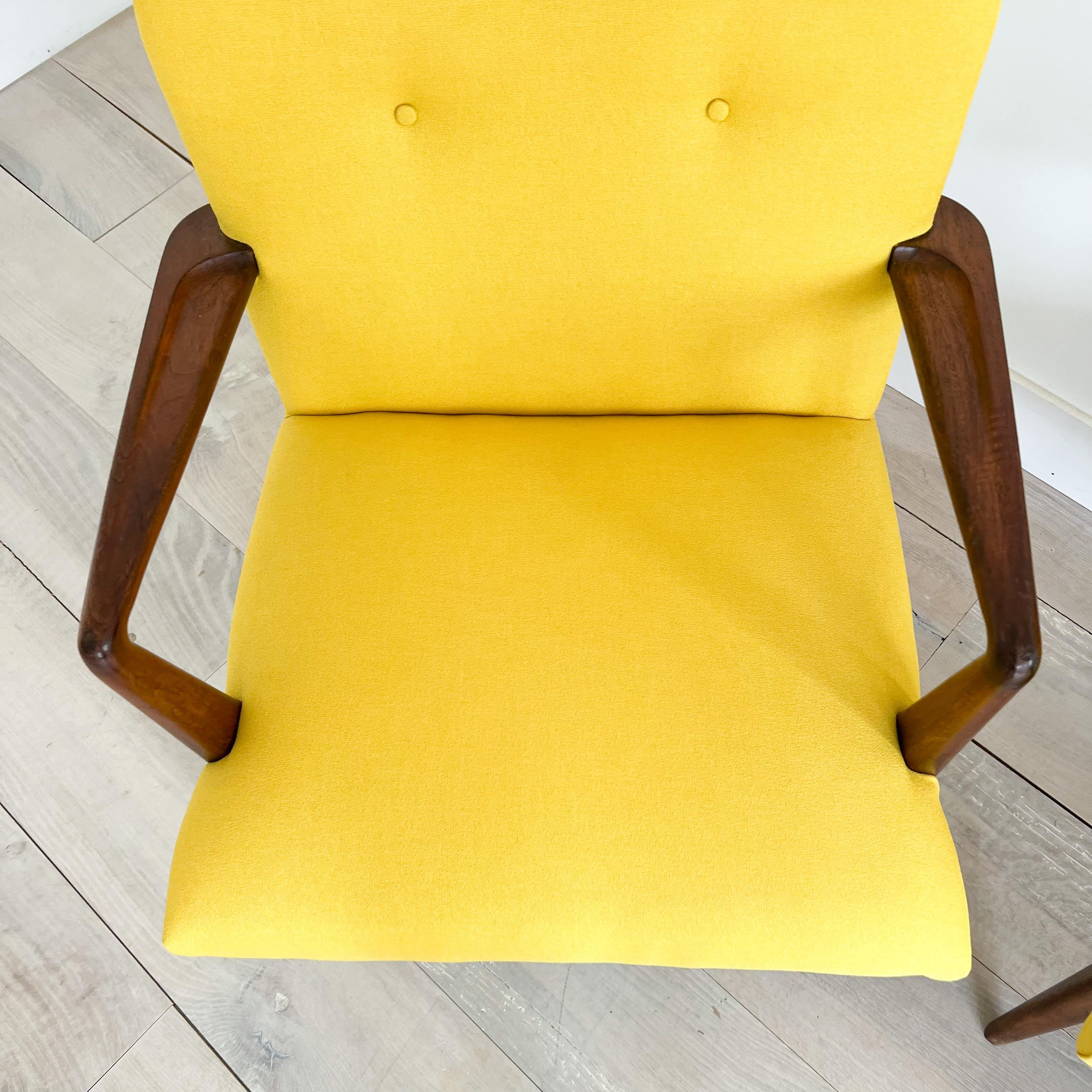 Mid-20th Century Set of 3 Mid-Century Jens Risom Armchairs with New Bright Yellow Upholstery