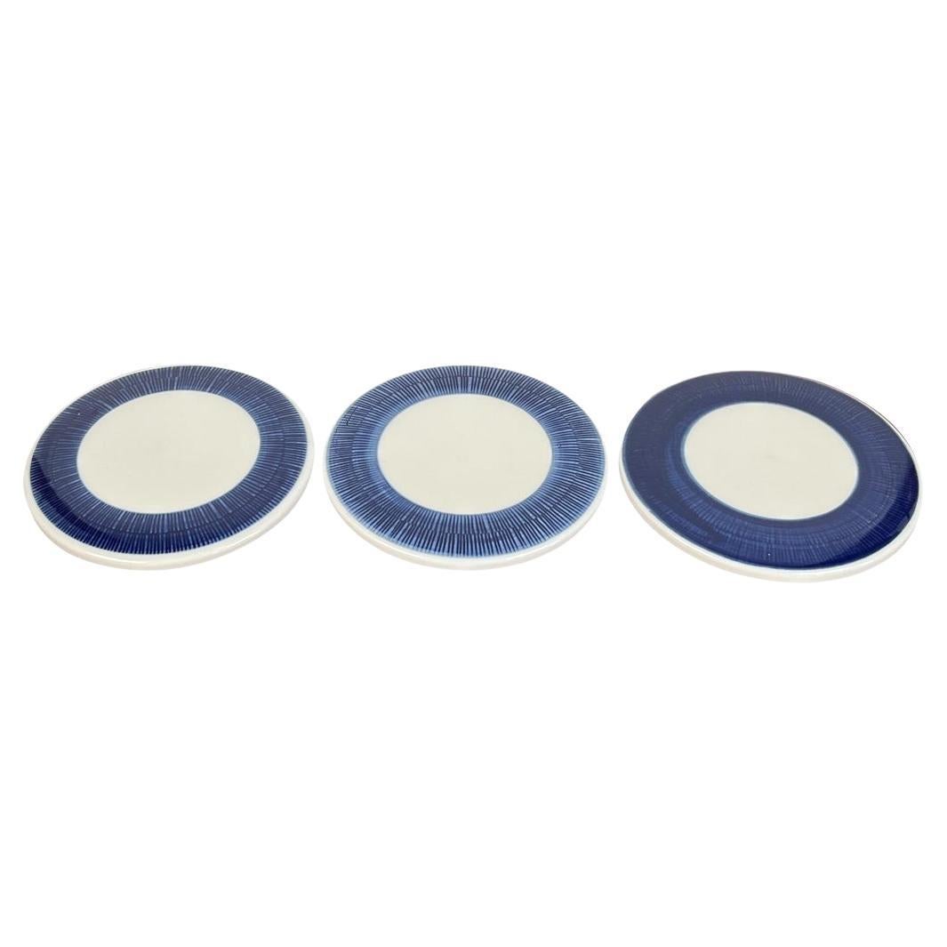 Set of 3 Mid-Century Koka Blue, Blau, Bla Series Lids by Hertha Bengtson, 1950s