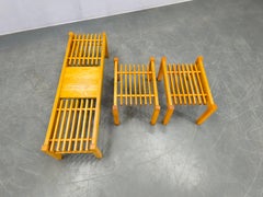 Set of 3 Mid-Century Maple Plant Stands, Czechoslovakia 1970s