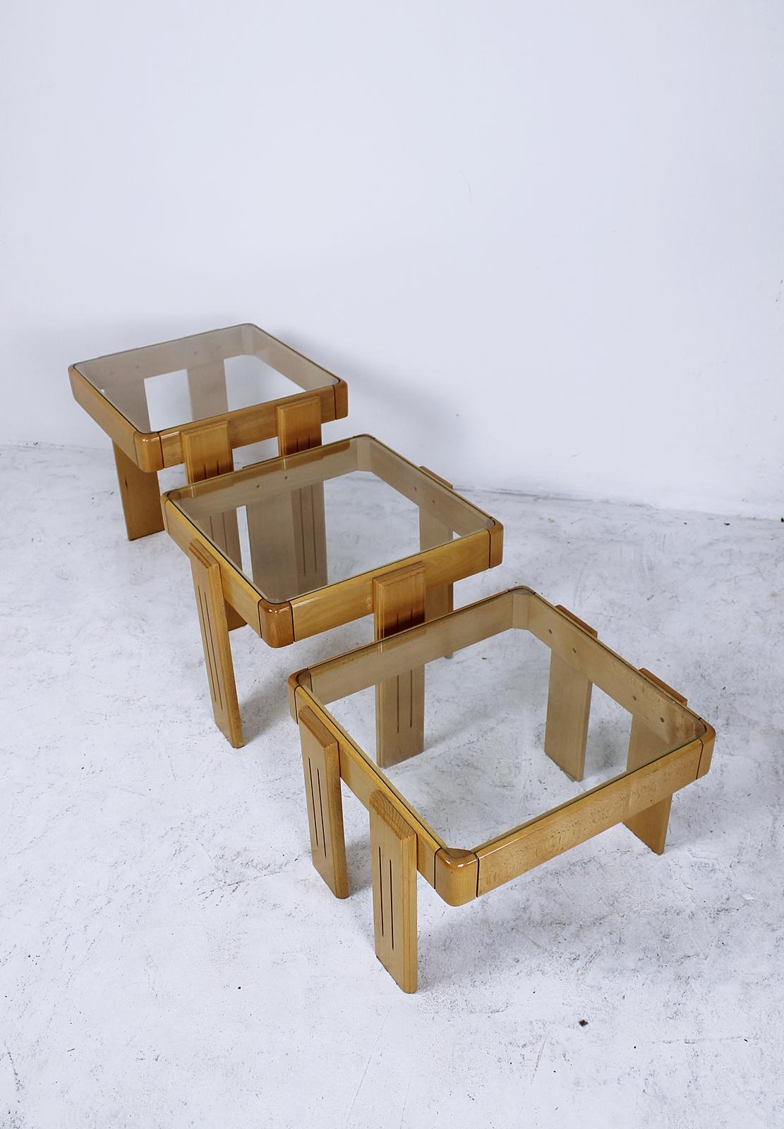 Set of 3 Mid Century Maple Stacking Tables, 1960 2