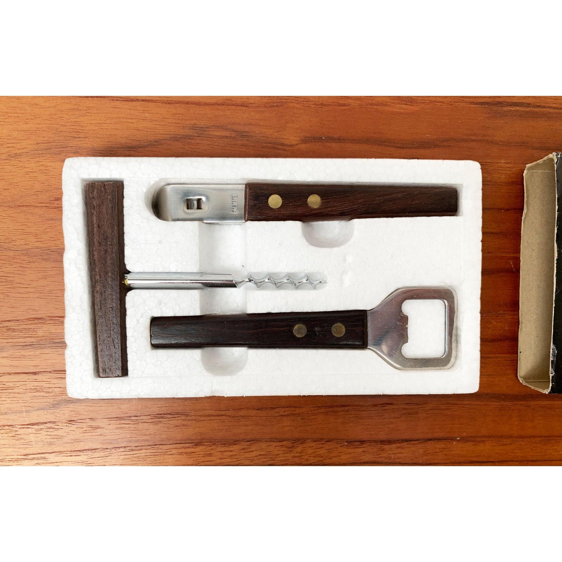 Mid-Century Modern Set of 3 Mid-Century Metal and Wood Bar Trio, Germany, 1960s For Sale