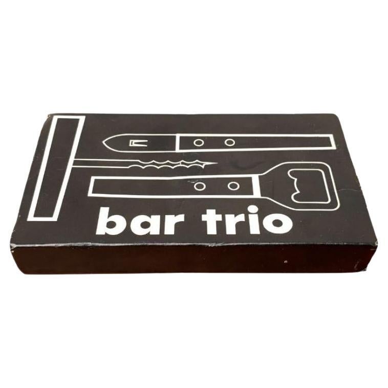 Juego de 3 tríos de bar de madera y metal de mediados de siglo, Alemania, años 60