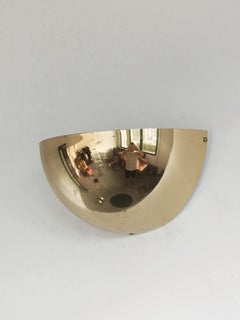 Set of 3 Mid Century Minimalist Brass Half-Dome Wall Sconces, Italy 1970s