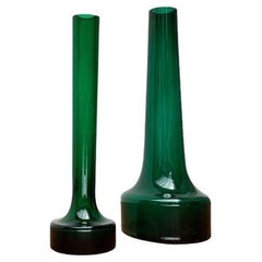 Juego de 3 jarrones de cristal minimalistas de mediados de siglo, años 60
