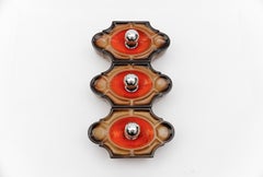 Set of 3 Mid-Century Moder Ceramic Wall Lights or Flush Mounts, 1960s